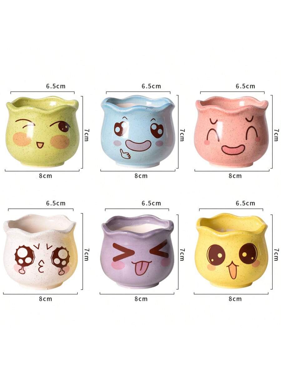 6pcs/set Cartoon Cute Ceramic  - Aloe Vera Pot ulasan dan harga