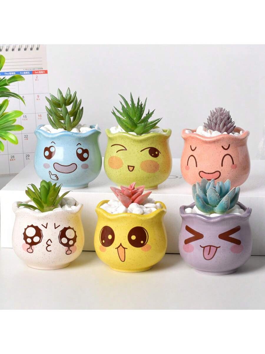 6pcs/set Cartoon Cute Ceramic  - Aloe Vera Pot ulasan dan harga